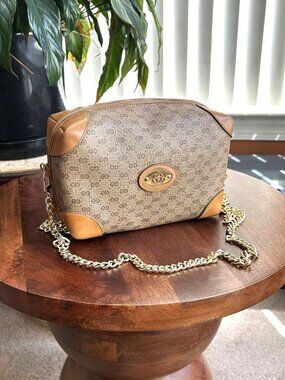 GUCCI Small GG Monogram Pouch Shoulder Bag, Caramel, Taupe